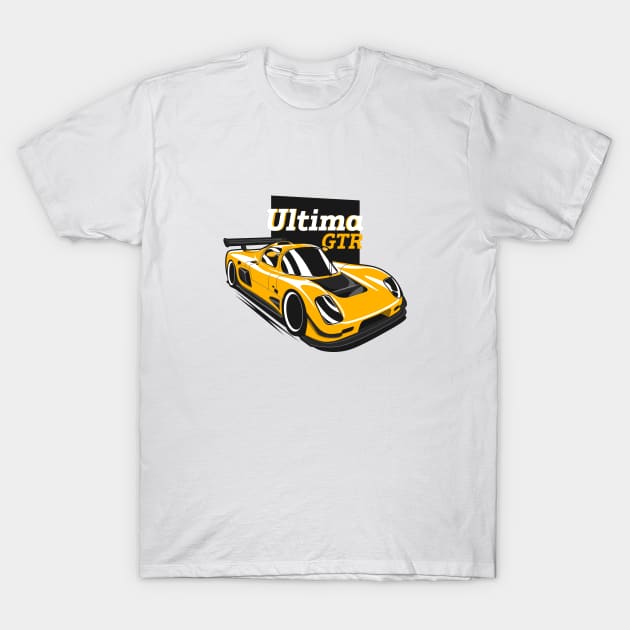 Yellow Ultima GTR Racing T-Shirt by KaroCars